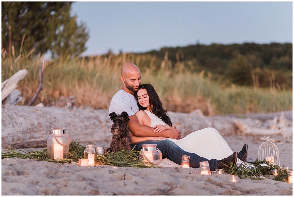  Romantic Discovery Park Seattle Candlelit Engagement Session   by the beach | Julianna J Photography | juliannajphotography.com 
