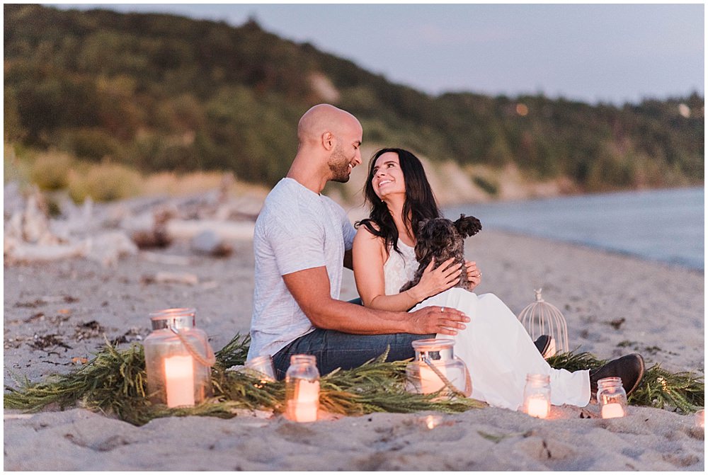  Romantic Discovery Park Seattle Candlelit Engagement Session   by the beach | Julianna J Photography | juliannajphotography.com 
